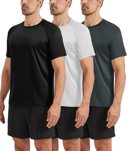 BOOJO 3 or 5er Pack Sport Tshirts Herren Schnelltrocknend Shirt Kurzarm Sportshirt Gym Funktionsshirt Männer für Fitness Trainings