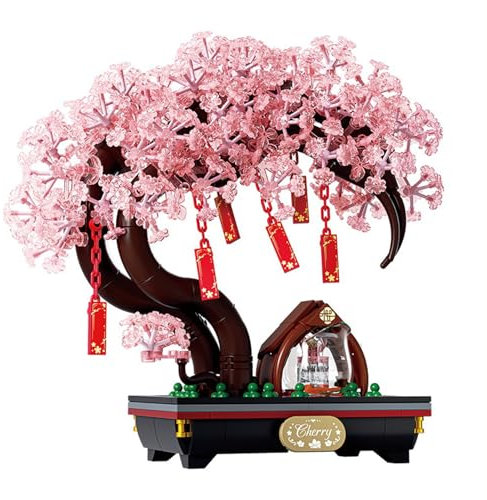 Cabane dans Les Arbres Sakura Construction Maquette Set, 706 Pièces Mini Arbre à souhaits Sakura en Fleurs de Cerisier Ensemble, Modulaire Maison Architecture Blocs, pour Adolescent et Adultes Fille
