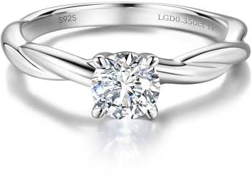 FANCIME 0,3 Karat Lab-Grown Diamant Ringe Damen, Solitär Diamant Ringe aus 925 Sterling Silber Verlobungsring Hochzeit Valentinstag Schmuck für Damen Frauen Sie (D-E Farbe, VS Clarity)