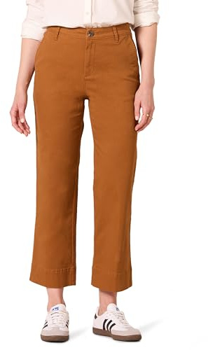 Amazon Essentials Women's High-Rise Slim-Fit Stretchy Ankle-Length Wide-Leg Khaki Pant, Caramel, 18 Long