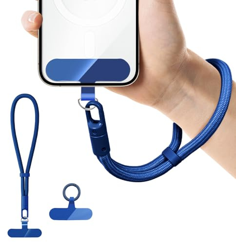 xuefenfei Catena per Cellulare Corta, Cordino Telefono Cellulare, Cinturino per Cellulare, Universale, Cordino da Polso Regolabile, Cordino Corto Anti-perdita Con (Blu)