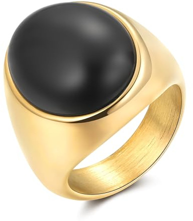 Joo&Rind Anillos Mujeres Anchos Anillos Dorados en Acero Inoxidable Bañado en Oro 18K Joyería Resistente al Agua Regalo de Joyería de Moda para Mujer
