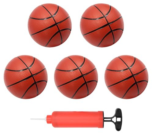 Coriver Set med 5 små uppblåsbara basketbollar för barn med pump, liten strandboll, sportlek för att spela inomhus och utomhus