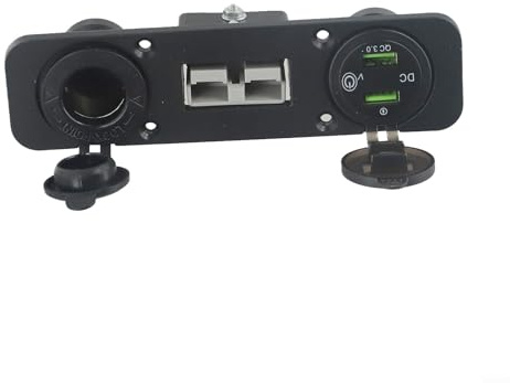 ZiStarlilife Caricatore USB 3.0 3 in 1, con display a LED, presa di ricarica rapida da 50 A, doppia porta 12 V 24 V, presa di corrente, per auto, barca, moto marina (B)