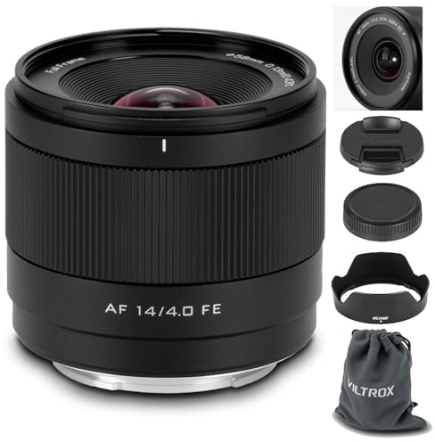 VILTROX 14mm F4.0 FE-Mount per Sony, obiettivo a focale fissa ultra-grandangolare con messa a fuoco automatica Full Frame per Sony E-Mount fotocamere A7SIII A7II A7RIII A7IV A7RIV A9 A1 FX3 A7RV ZVE1