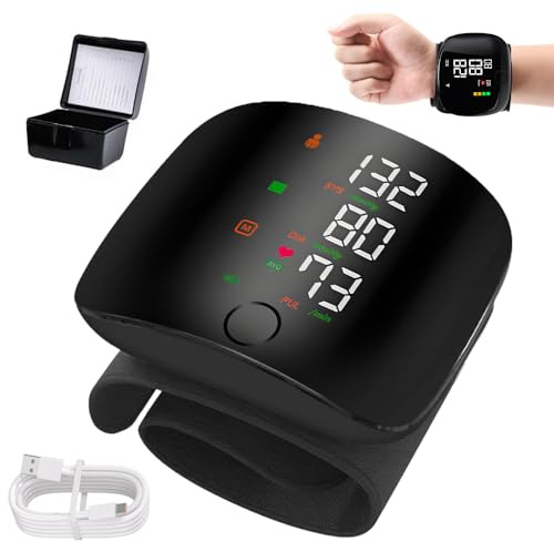 BIZOI Wrist Blood Pressure Monitor, Rechargeable Wrist BP Monitor with 99x2 Reading Memory, LED Touch Screen,Automatic Voice, Adjustable Wrist Blood Pressure Cuff for Adult & Senior Home or Travel Use