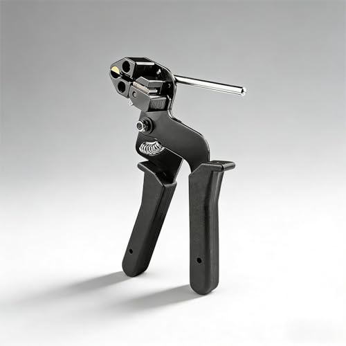 Hulvyzu Pistolet Attache Cable,Pistolet d'Attache de Câble en Acier Inoxydable,Pistolet pour Serre-Câbles en Métal,Pistolet à Attaches Métalliques,Outil d'Attache de Câble pour Verrouiller et Coupe