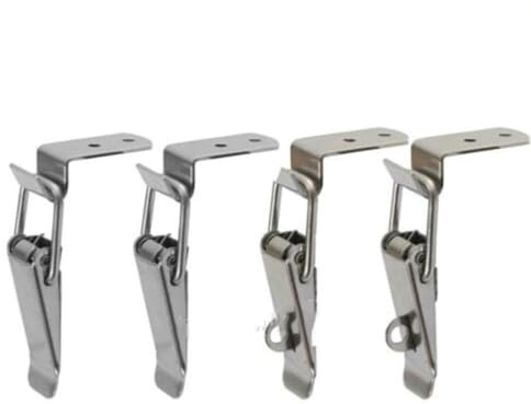 Eawfgtuw Lot de 4 loquets à bascule à ressort en acier inoxydable à 90° pour une libération rapide et une fermeture sécurisée sur boîtes à outils, armoires, tiroirs, valises, coffres et O