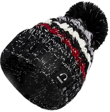 AYZDJ Bonnet d'hiver Unisexe avec Pompon, Bonnet Thermique en Laine Douce pour Homme et Femme, Design tricoté épais et Confortable pour Temps Froid, Chaleur en Plein air, trajets Quotidiens, Noir