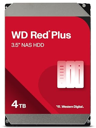 WD Red Plus 4TB NAS Hard Disk Interno 3,5 – 5400 RPM Classe, SATA 6Gb/s, CMR, 128MB Cache