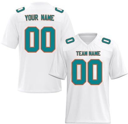 WEOPLKIN Maglia da Football Americano Personalizzata - Manica Corta Asciugatura Rapida & Traspirante - Nome, Numero Personalizzabili - Taglie S-7XL per Uomo, Donna bianco