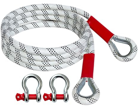 Corde de remorquage - Sangle de dépannage, un outil indispensable | Sangle de remorquage en polyester haute densité avec 2 anneaux en D, idéale pour camions, pick-ups, tracteurs, SUV, quads, fourgonne