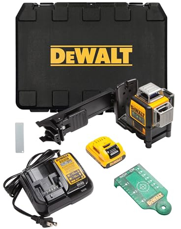 DEWALT Laser Level 360 Self Leveling, 3 Way Green Laser Leveler Tool 12V MAX with 2.0Ah Battery, Charger and Durable Carrying Case, 100 Ft, Tripod Compatible (DW089LG)