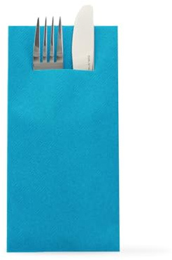 Sovie HORECA Airlaid Besteckservietten 40x40cm, Hochwertige Einweg-Serviette ideal für Hochzeiten, 100 STK, Aquablau