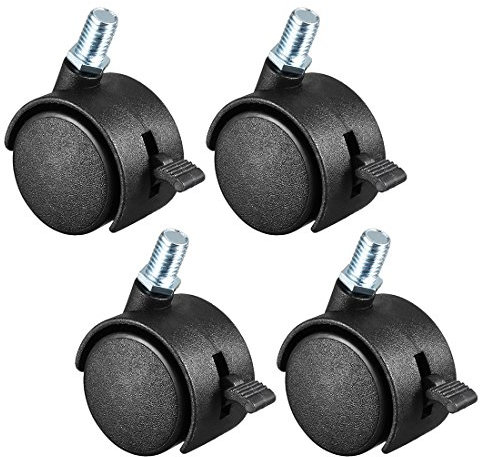 sourcing map 4 Pcs Lenkrolle Räder Nylon 1,5 Zoll Gewinde Stengel mit Bremse M8 x 15mm DE de