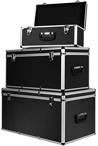 Kit Set 3 Alluminio Cassetta Cassa Scatola degli Attrezzi Conservazione Trucky, Colore:Nero