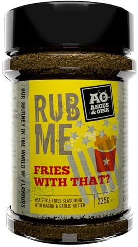 Angus & Oink | Fries With That? Seasoning | Savoury Garlic Butter & Bacon Flavours | Perfect for Fries, Wedges, Nachos, and More | Your Ultimate Snack Seasoning | 225g