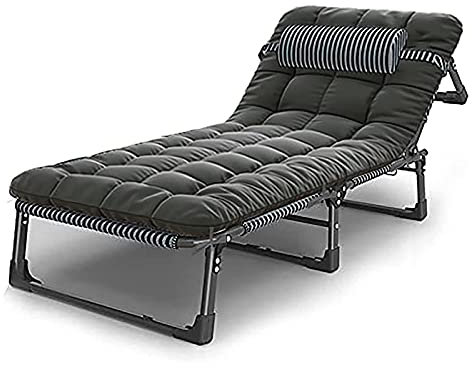 YXBDD Sonnenliege Liegestuhl | Verstellbar Rückenlehne | abnehmbares Kopfkissen Kopfpolster| Klappbar | Stahlrahmen | Garten Liege Hochlehner | Gartenstuhl ergonomisch Unterstützung bis zu 180 kg