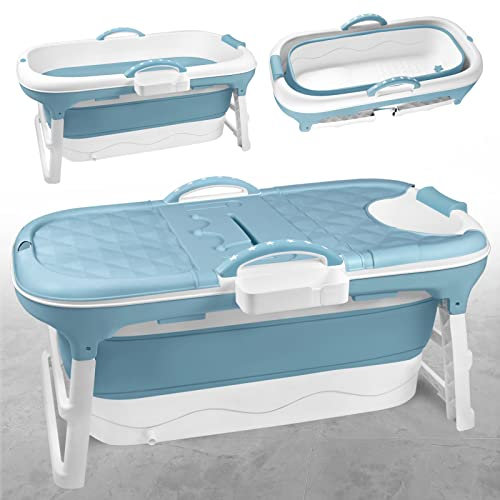 NAIZY Faltbare Badewanne 118 * 62 * 52cm Tragbar Klappbadewanne PP+TPE Foldable Bathtub Outdoor & Indoor Faltbadewanne mit Griff Erwachsene & Baby Mobile Badewanne für Badezimmer SPA