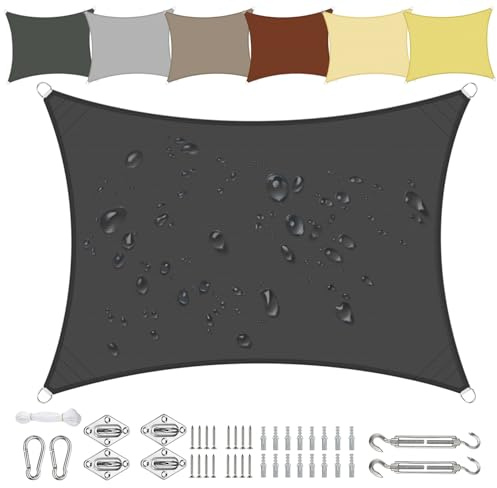 Sichtschutz Shade sail 3x4M, Canopy Pergola Covers, 90% Sunscreen Effect, Fabric Durable, for Outdoor Garden Patio Yard Party - dark gray