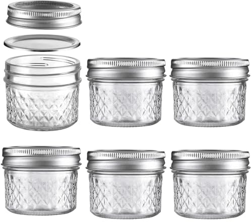 BOMEX 3.4oz/100ml Glass Mason Jars 6 Pack, Airtight Regular Sealing Lids