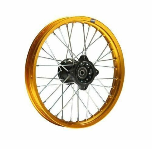 HMParts Jante en aluminium 14 avant anodisée type 2 convient à presque tous les modèles avec axe de 15 mm Dirt Bike, Pit Bike, XMOTOS, MotoCross (doré)