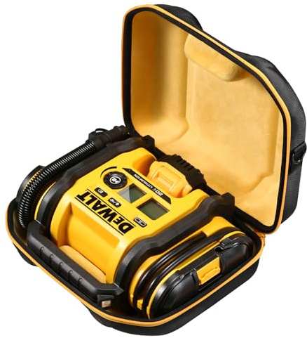 MeEazy Hard Case, Protective Custom-Fit Padded Storage Bag with YKK Zippers, Form-Fitting Shell, and Wide Shoulder Strap for DEWALT DCC020IB 20V Max Air Compressor Tire Inflator (CASE ONLY)