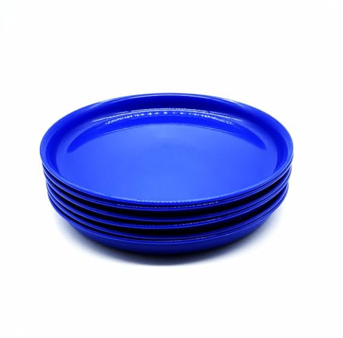Kimmel Lot de 6 assiettes plates, 18 cm, en plastique, pour enfants, camping, bleu