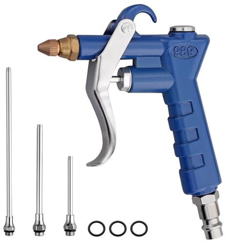 AUTOUTLET Druckluftpistole Luftblaspistole für 1/4 BSP Schnellkupplung, Hochdruck Ausblaspistolen mit 6 Düsen & Einstellbarer Lufteinlass, Druckluft-Ausblaspistole Pneumatische Luftkompressor