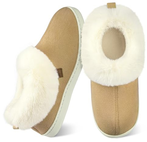 Wostock Zapatillas de Invierno para Mujer Pantuflas de Peluche para Interior y Exterior Calidez y Comodidad de Envoltura Completa