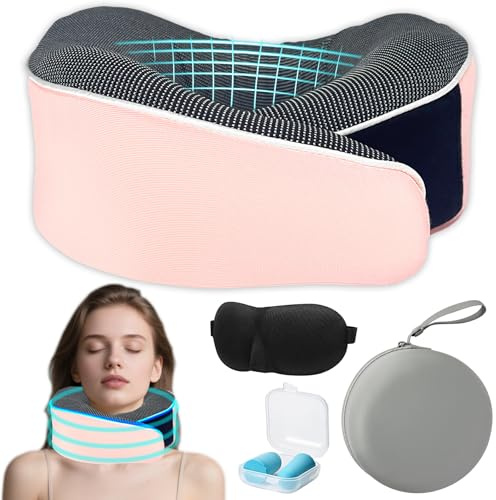 TZEKING Almohada de Viaje,Almohada de Avión,Soporte para El Cuello en Viajes,Cojin de Viaje Cuello,Descanso para El Cuello para Oficina Avión Tren Coche Viajando