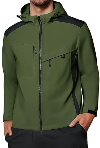 Generico Giubbotto Uomo Cappotto Parka Invernale Tecnica Abbigliamento Da Lavoro Antivento Mezza Stagione Elegante Caccia Termico Tecnico Giacca Sci Impermeabile Antipioggia Verde militare M