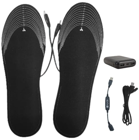 Heated Insoles for Men Women, Heated Shoe Insoles, USB Rechargeable, Washable, Cut-to-Fit, Full-Foot Heating, for Hunting, Fishing, Hiking(Power Bank,41-46)