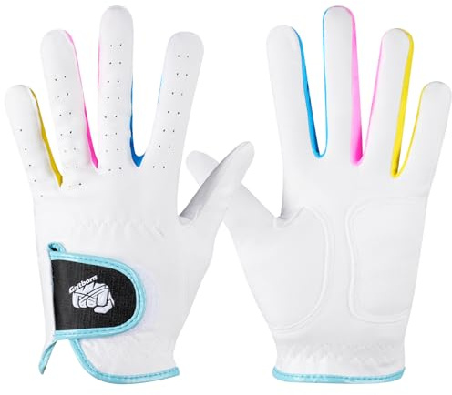 Gritborn Kids Golf Gloves Premium Breathable Left Hand Children's Youth Junior Toddler Golf Gloves for Boys and Girls,White Left 15