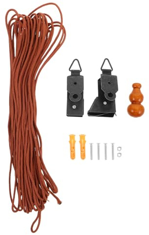 TOPPERFUN Accesorios para Persianas Enrollables de Bambú, Cordón Resistente, Herrajes de Metal Grueso, Sistema de Alzapaños Vintage, Reparación Cortinas Bambú, Uso en Hogar, Color Aleatorio