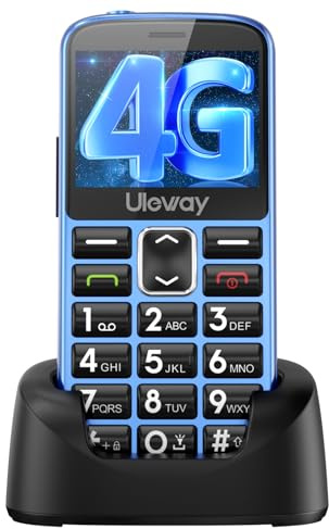 Tosaju 4G Seniorenhandy Ohne Vertrag Großtastenhandy Handy mit Großen Tasten Simlockfreie Tastenhandy Mobiltelefon für Senioren mit Ladestation Notruftaste 1000 mAh Akku 2,4 Zoll Display