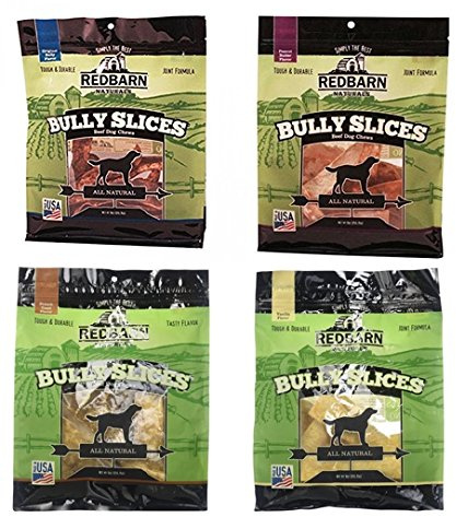 Redbarn Bully Slices for Dogs, Highly Palatable, Long-Lasting Natural Dental Treats with Functional Ingredients, 9 oz. (Pack of 4) - Variety Pack