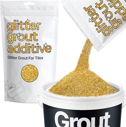 Hemway Gold Holographic Fibre Strands Glitter Grout Additive 100g | for Adding Sparkle to Kitchen & Bathroom Tiles, Enhance Your Indoor Grouting Projects with a Durable Sparkly Effect