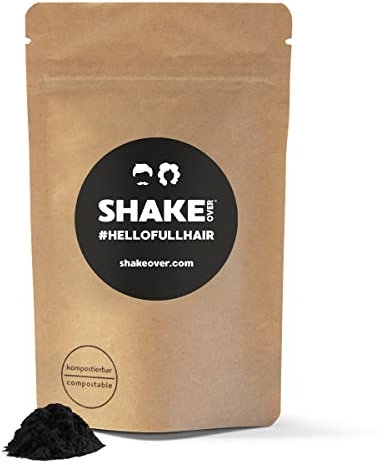 SHAKE OVER Veganes Streuhaar zur Haarverdichtung, mit Zink angereicherte Fasern, hochwertiges Schütthaar, Made in Europe (30 g (Refill), BLACK)