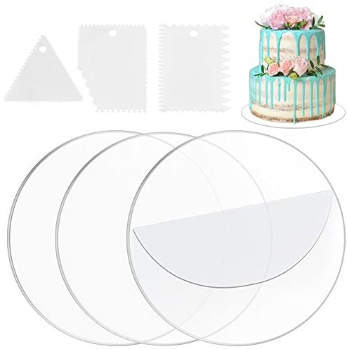 THATSRAD 3 Stück Kuchenplatte Acryl 24 cm Ganaching Platten 2mm Acrylplatten Rund Acryl Cake Board Acryl Scheiben Transparent Cakeboard Rund Wiederverwendbar für Mehrstöckige Buttercremetorte
