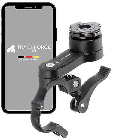 TRACKFORCE - 360° Universelle Handyhalterung mit Vibrationsdämpfer - für Motorrad, Fahrrad & E-Scooter - Inkl. Back Attachment - Einfach & Schnell Montiert - Passend für jeden Lenkertyp