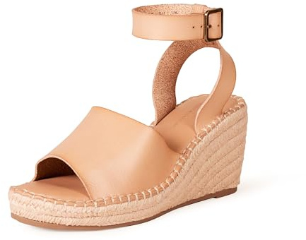 Amazon Essentials Women's Comfortable Ankle Strap Wedge Espadrille Sandal, Blush, 7