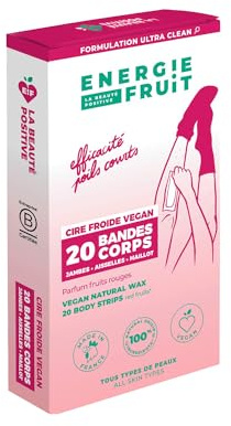 ENERGIE FRUIT - Strisce di cera Fredda Vegan - 20 strisce corpo finitura perfetta efficienza pelo corto - Gambe Ascelle Maglia