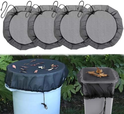 Galerie SV 4 Stück Regentonnen Netz,Verstellbares Regentonne Abdeckung Hochwertige Regentonne Abdeckung Schutznetz Regentonne Mückenschutz Regentonne Schutz vor Laub und Insekt