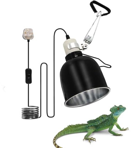 Lucky Farm Tortoise Heat Lamp, 200W Reptile Heat Lamp Holder with Clip, 5.5 inch Dome Heat Bulb Fixture, Adjustable Terrarium Heat Lamps Holder for Reptiles Tortoise Snake Turtle Lizards (NO Bulb)