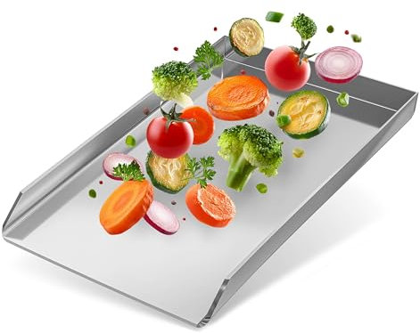 Yourkon Plancha de 30 x 40 x 3,5 cm, 4 mm de grosor, acero inoxidable, apta para barbacoa Weber