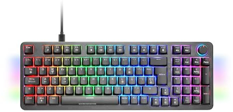 Mars Gaming MKPRO, Español, Teclado Mecánico Gaming Completo, RGB Chroma, Switches Hot-Swap Mecánicos, Antighosting, Rueda de Control, Software, Multiplataforma, Switch Azul, Negro