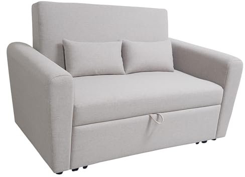 amuéblate Online - Sofá Cama de 2 Plazas Modelo Lima, Diseño Moderno, Práctico y Funcional, con Reposabrazos, Gris Claro