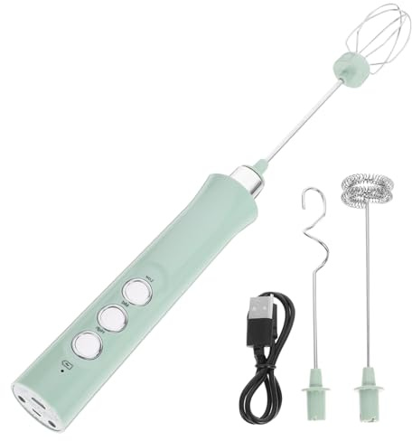 LOORGVEL Espumador de Leche Eléctrico Portátil Recargable USB Verde Batería 1200mah y Cuerpo Abs Acero Inoxidable para Batir Huevos y Preparar Café