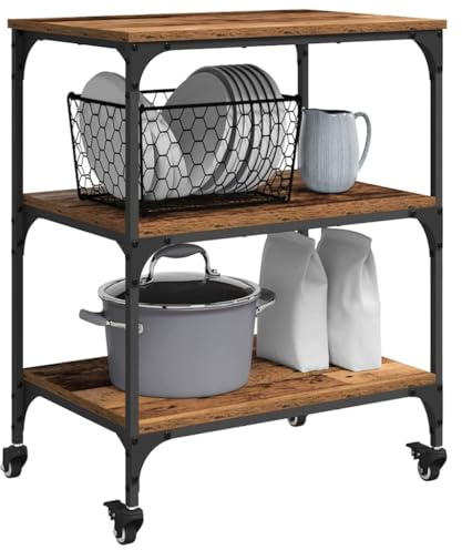 vidaXL Köksvagn Gammalt trä 60 x 41 x 76 cm Konstruerat trä